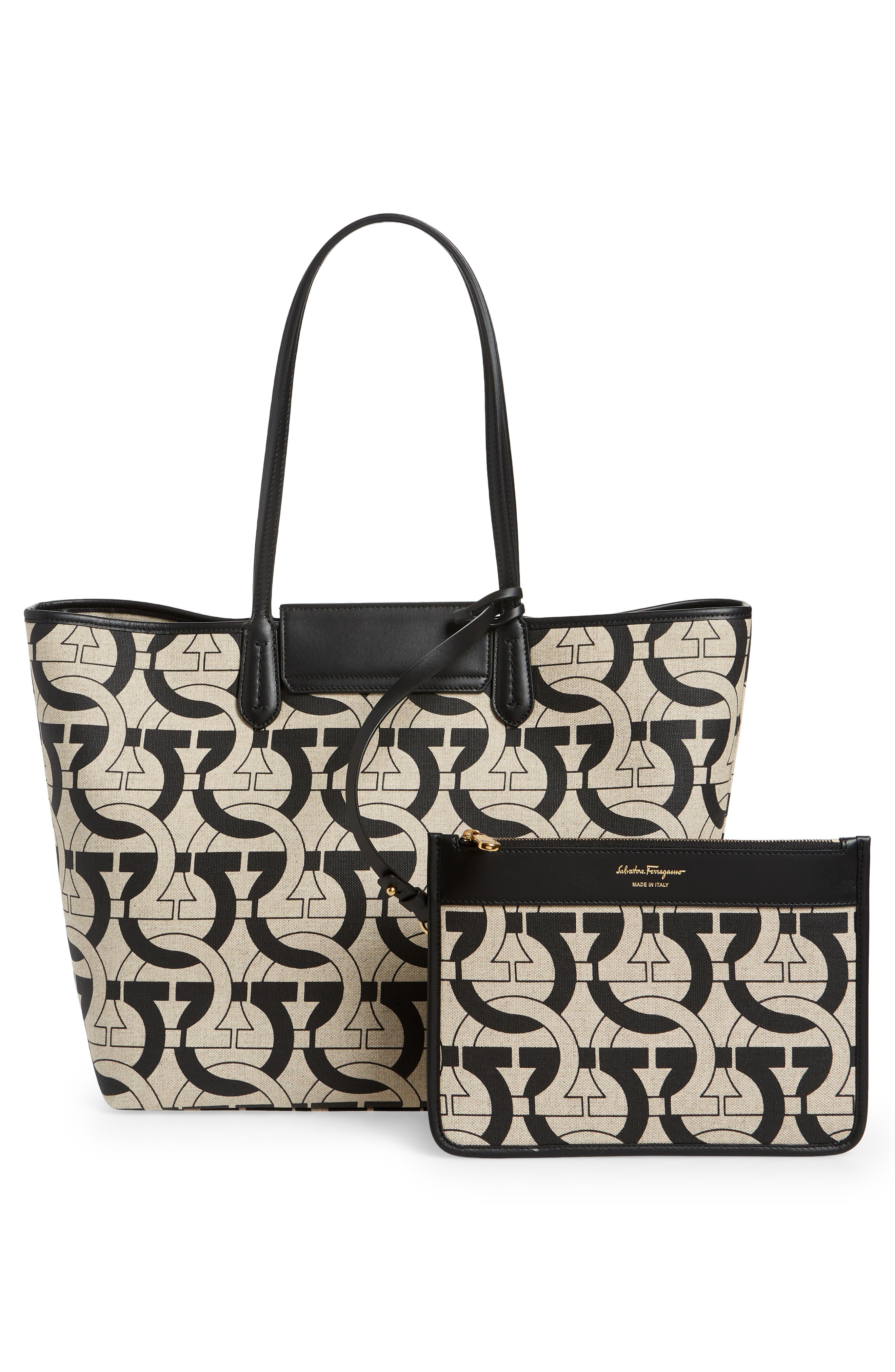 FERRAGAMO Gancini Canvas Travel Tote, Alternate, color, 