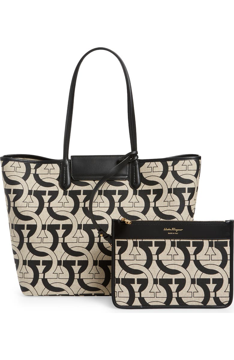 FERRAGAMO Gancini Canvas Travel Tote, Alternate, color,