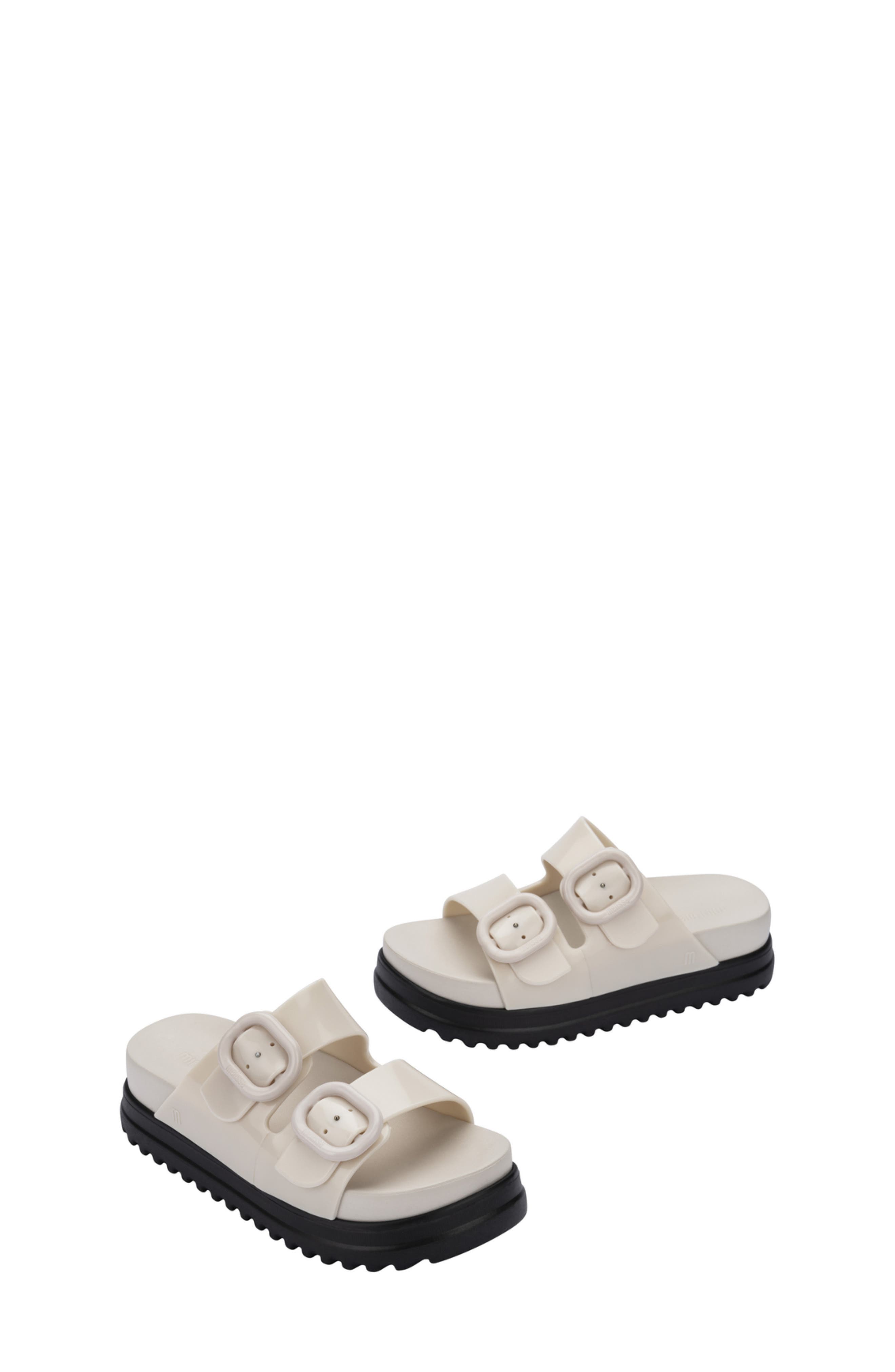 Kids' Cozy Platform Slide Sandal, Alternate, color, BLACK/ BEIGE