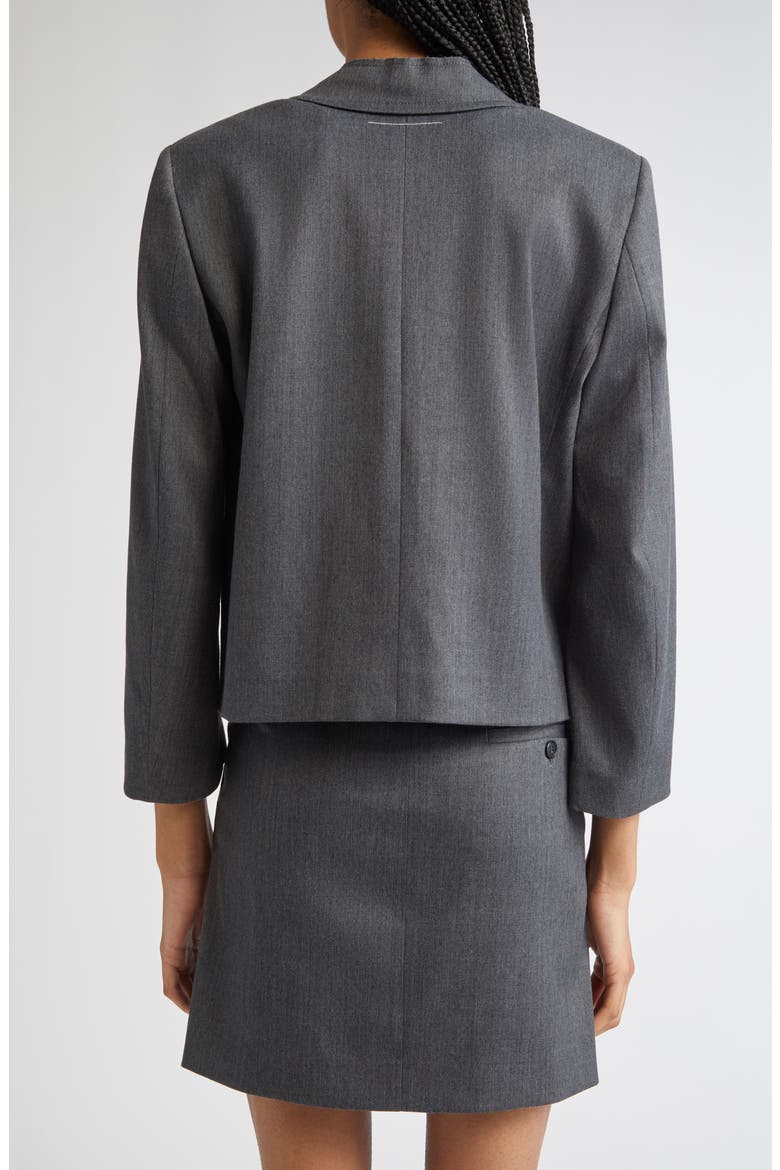 Raw Edge Single Breasted Stretch Gabardine Blazer, Alternate, color, DARK GREY MELANGE