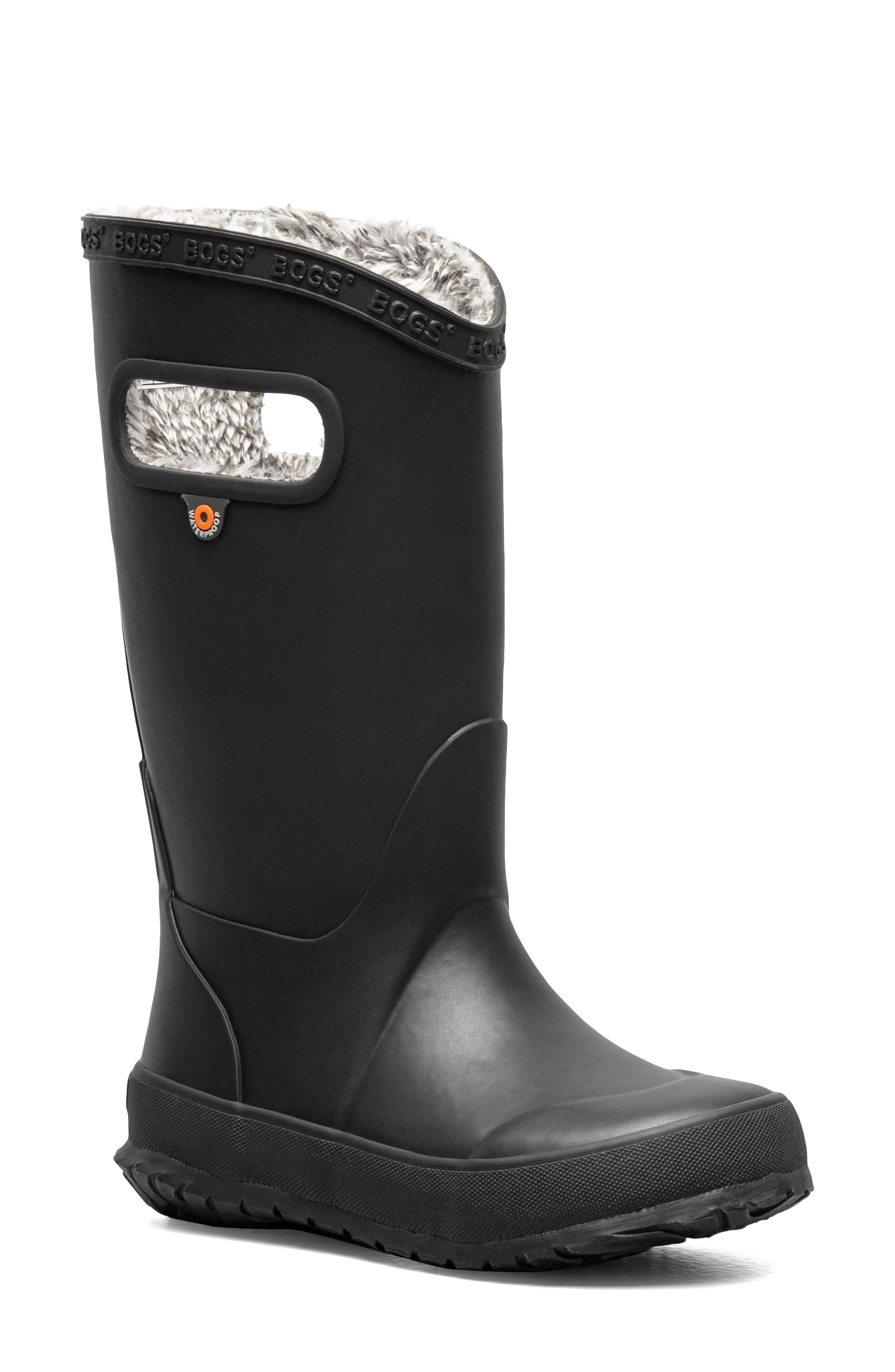 Bogs Plush Insulated Waterproof Rain Boot, Main, color, Black