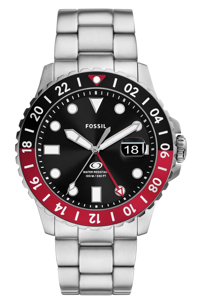 Fossil Red GMT Bracelet Watch, 46mm (Men) | Nordstrom