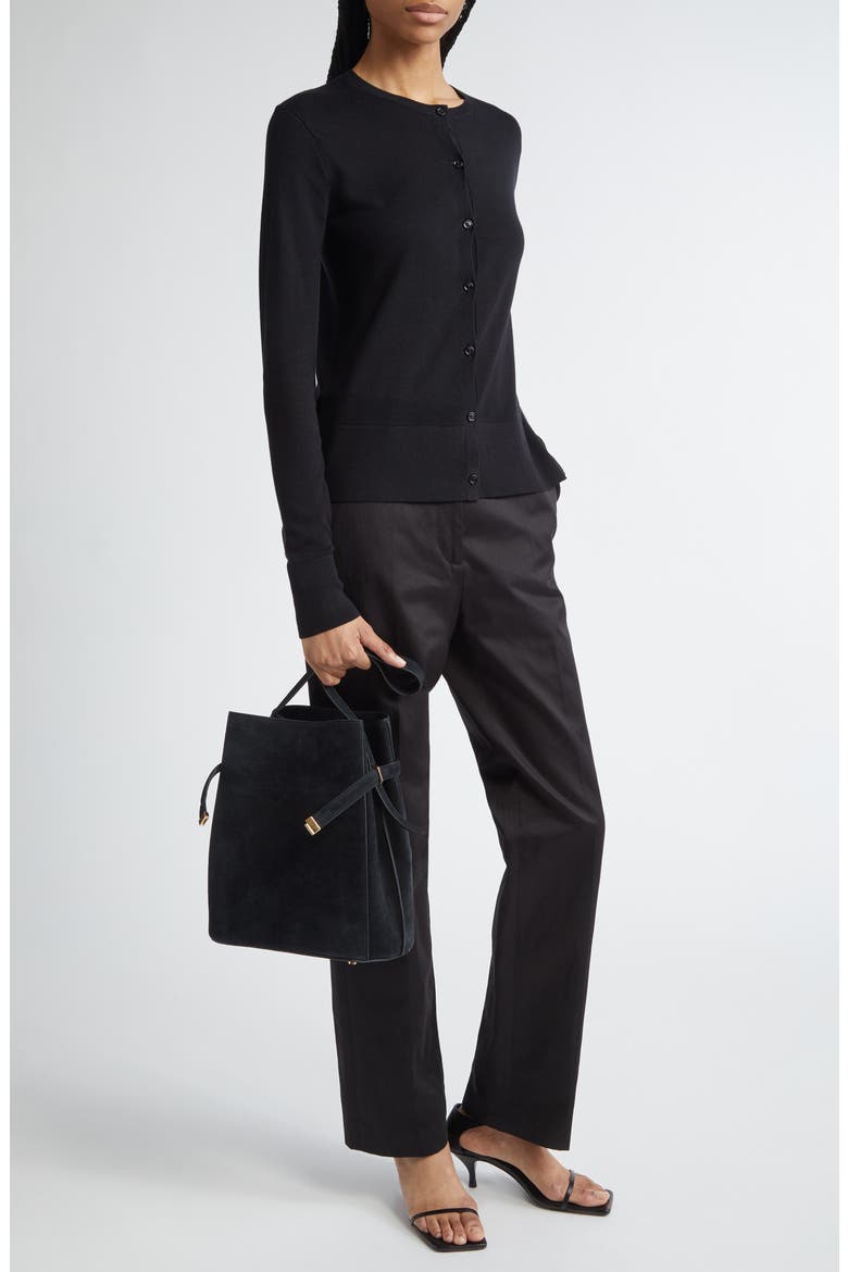 Fine Knit Cardigan, Alternate, color, BLACK