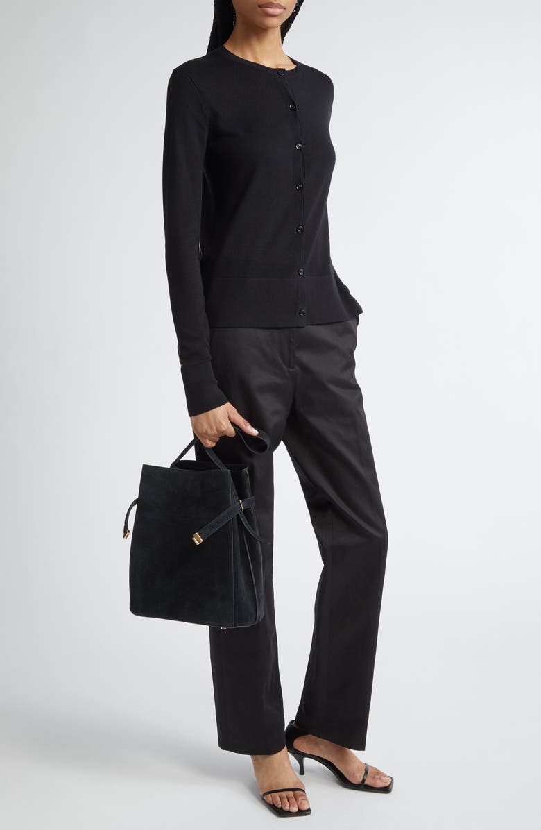 TOTEME Fine Knit Cardigan, Alternate, color, Black