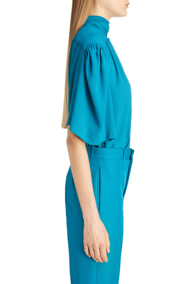 Tech Crepe Scarf Neck Blouse, Alternate, color, PETROL BLUE