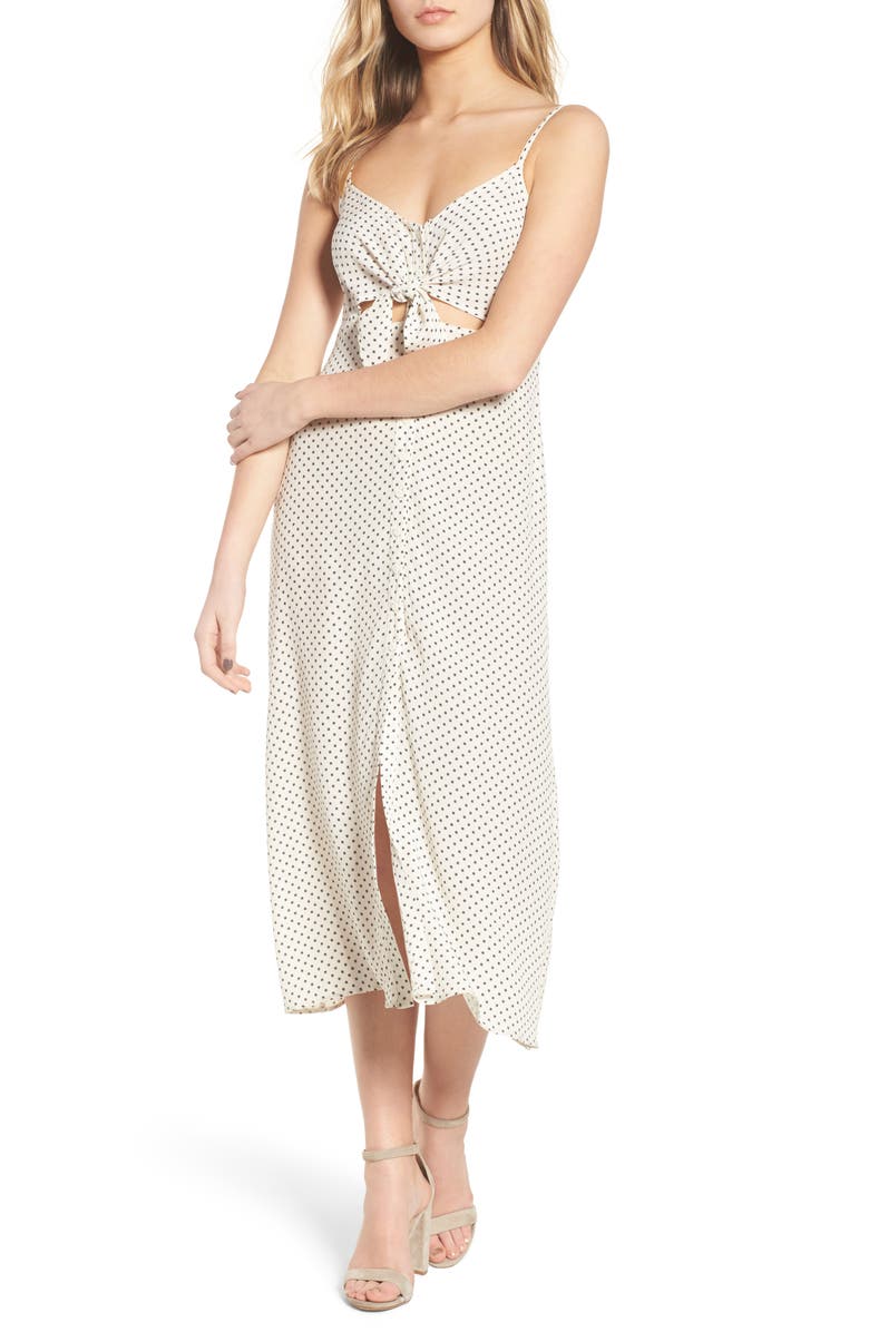 Row A Tie Front Midi Dress, Main, color, 