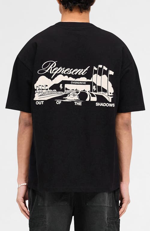 Represent Race Way Cotton Graphic T-shirt In Black