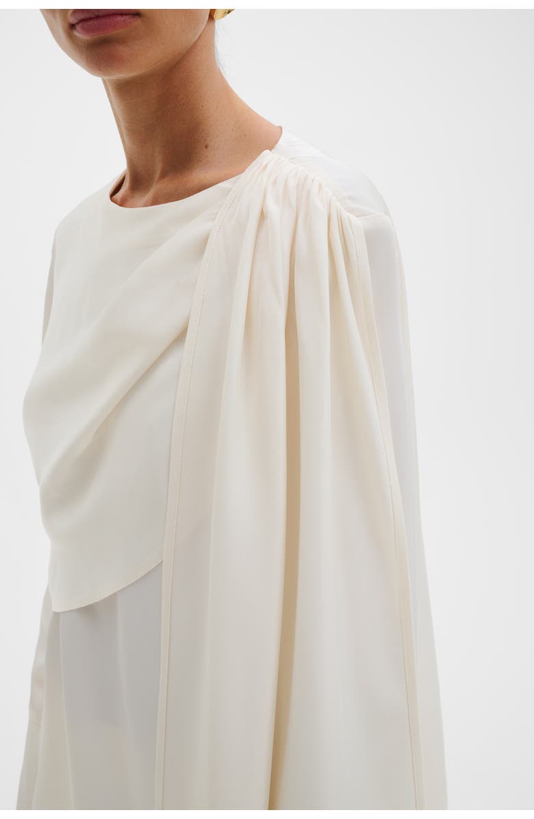 Malina Melandy Draped Cape Blouse, Alternate, color, Vanilla