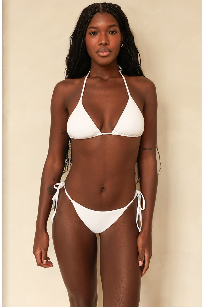 Palm Triangle Bikini Top, Main, color, White
