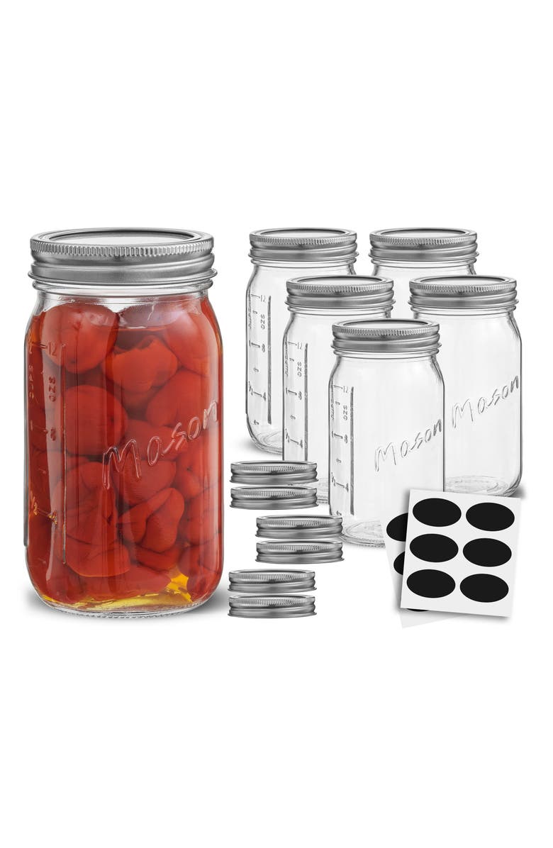 JoyJolt 42-Piece Mason Jars with Airtight Lids, Alternate, color, Clear