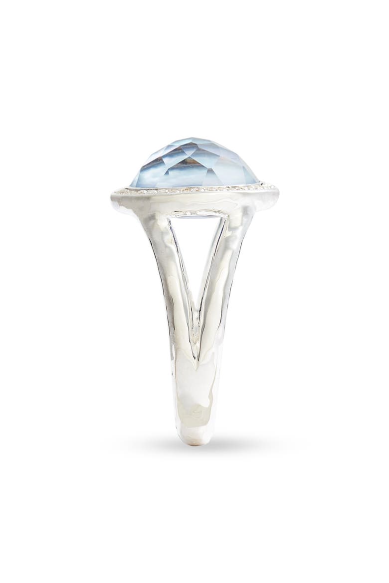 Sterling Silver Diamond Halo Triplet Stone Ring, Alternate, color, SILVER