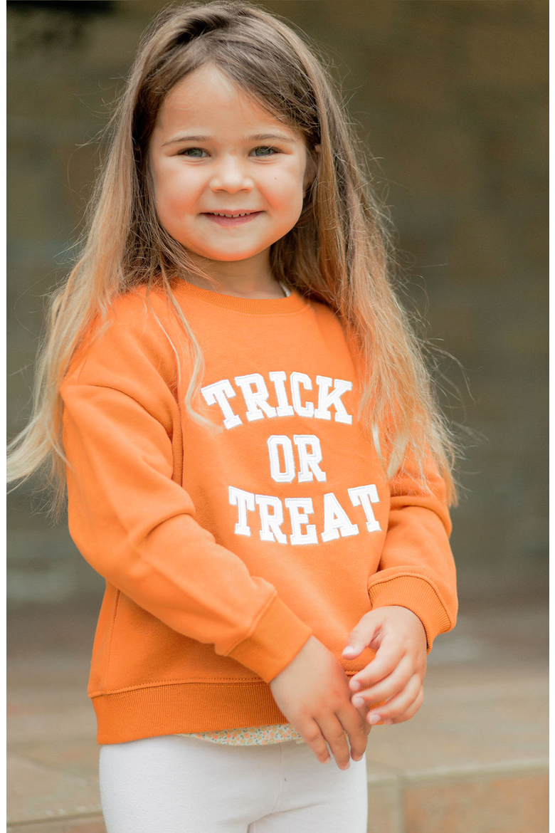 Trick-or-Treat Halloween Sweatshirt, Alternate, color, White/Orange