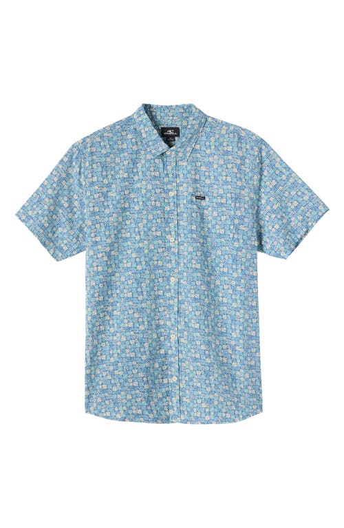 O'neill Kids' Oasis Palm Tree Print Short Sleeve Button-up Shirt