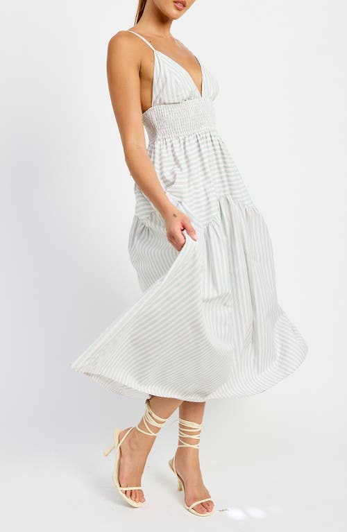 En Saison Haisley Stripe Cotton Blend Dress In Pink Green