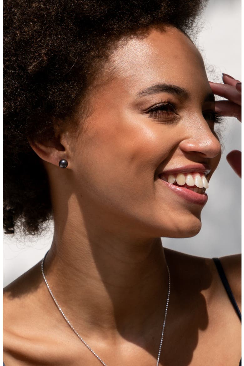 Peacock Timeless Freshwater Pearl Studs, Alternate, color, Sterling Silver