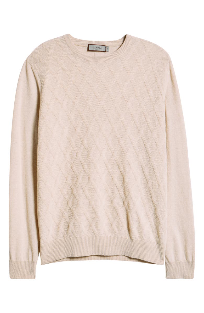 Canali Geo Regular Fit Wool & Cashmere Sweater, Alternate, color, Beige