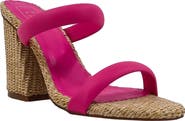 SHUSHOP Gardenia Wicker Block Heel Slide Sandal