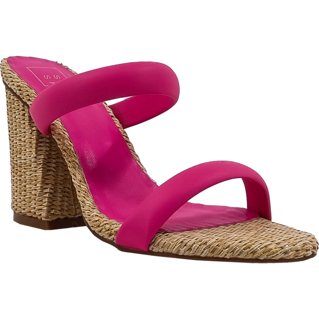 Shushop Gardenia Wicker Block Heel Slide Sandal In Magenta