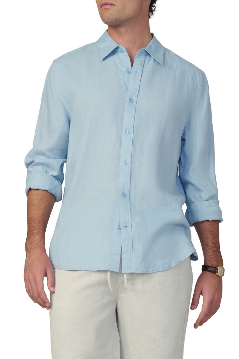 Jakob Linen Button-Up Shirt, Main, color, POOLSIDE