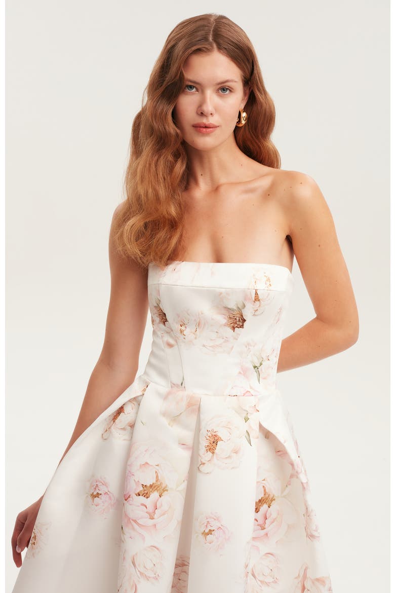Corset Midi Formal Occasion Dress, Alternate, color, Peony