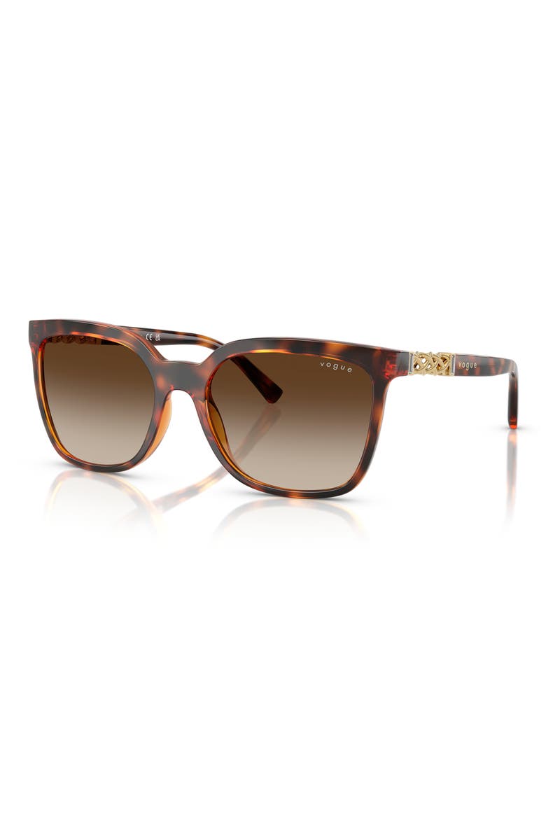 55mm Polarized Gradient Square Sunglasses, Alternate, color, DARK HAVANA