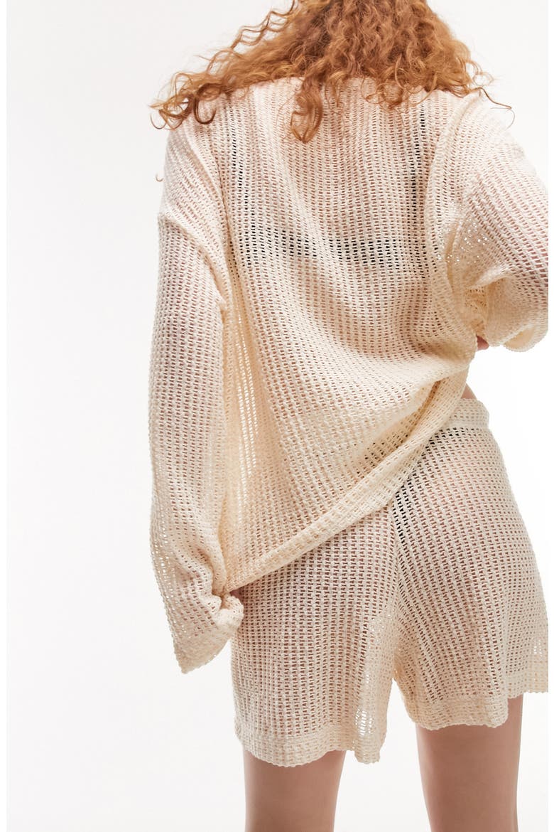 Beachy Open Knit Cover-Up Shorts, Alternate, color, CREAM