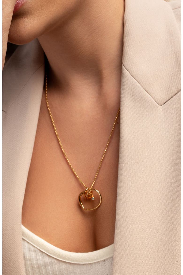 Chantal heart  ziconia pendant chain necklace, Alternate, color, GOLD PLATE