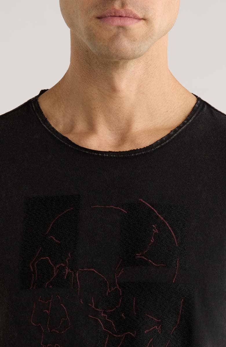 John Varvatos Skull Tiles Raw Edge Graphic T-Shirt, Alternate, color, Black