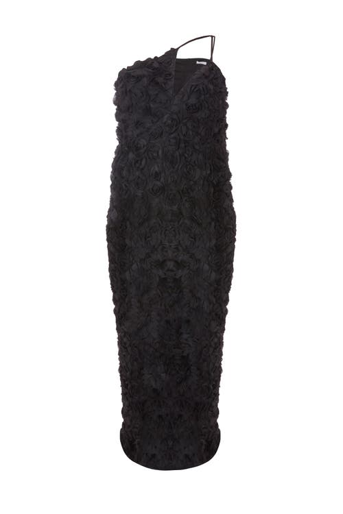 Quiz Plus Size Cut Out 3d Floral Maxi Dress In Black