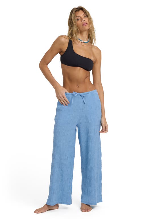 Billabong Laura Cotton Drawstring Waist Pants In Blue