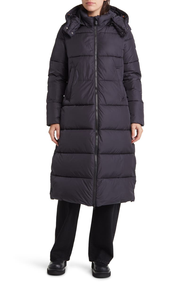 Save The Duck Colette Quilted Long Puffer Coat with Detachable Hood, Main, color,