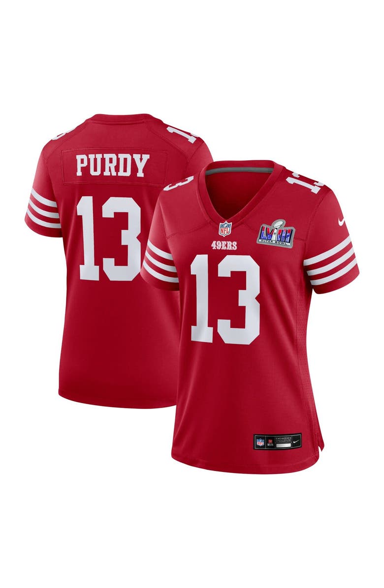 Nike Women's Nike Brock Purdy Scarlet San Francisco 49ers Super Bowl LVIII Game Jersey, Main, color, 