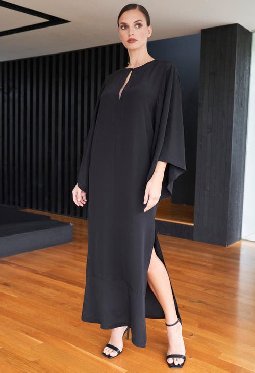 Ocean + Main Ocean+main Kimono Sleeve Silk Dress In Black