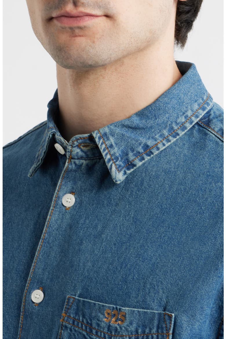 Dad's Short Sleeve Denim Button-Up Shirt, Alternate, color, DENIM BLUE