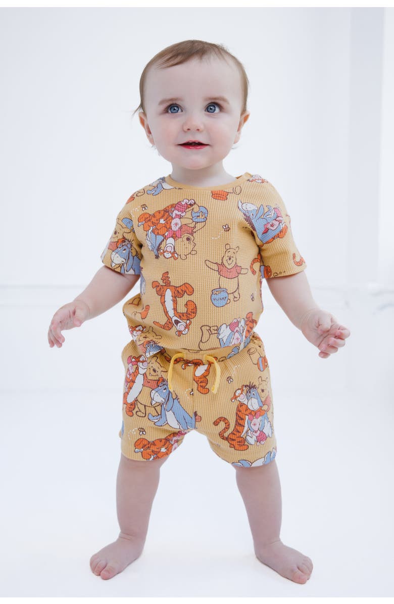 Disney Winnie the Pooh Waffle T-Shirt & Shorts Set, Alternate, color, Khaki