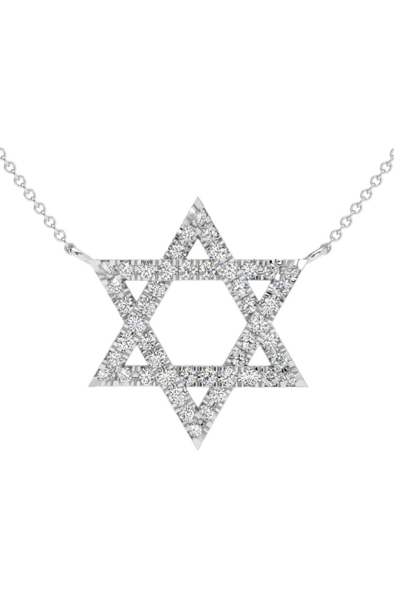 Bliss Diamond 1Ct TW Diamond Jewish Star Pendant 14k Gold Lab Grown Necklace 1" Tall, Main, color, 14K White Gold