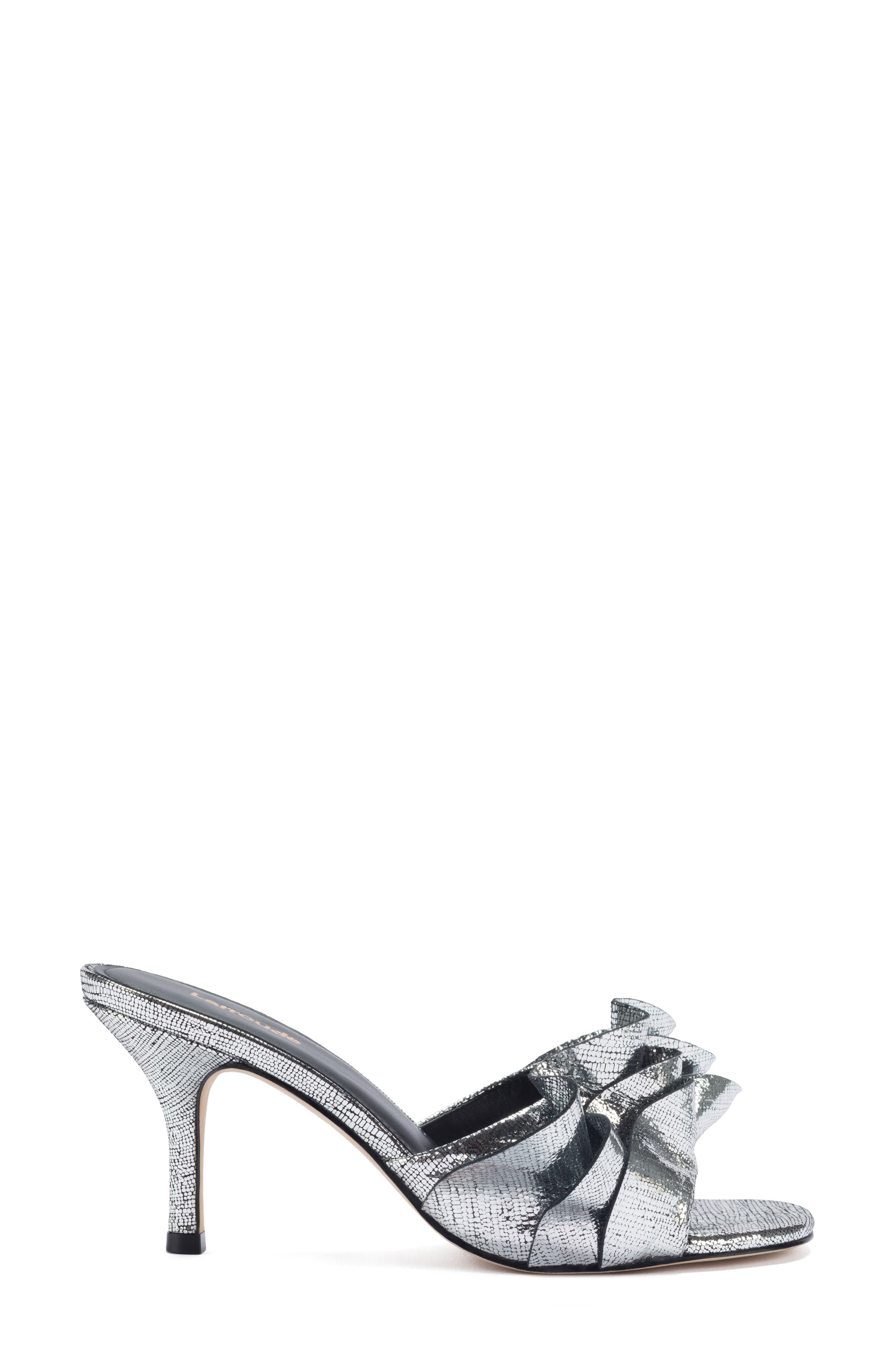 Larroudé Colette Ruffle Slide Sandal, Alternate, color, 