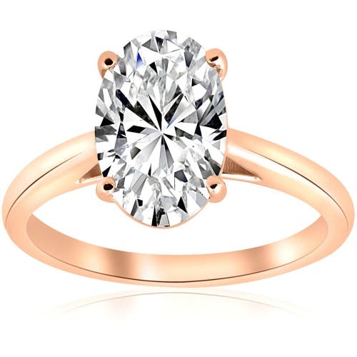 Bliss Diamond 2ct Oval Cut Lab Grown Diamond Solitaire Engagement Ring 14k Gold In 14k Rose Gold