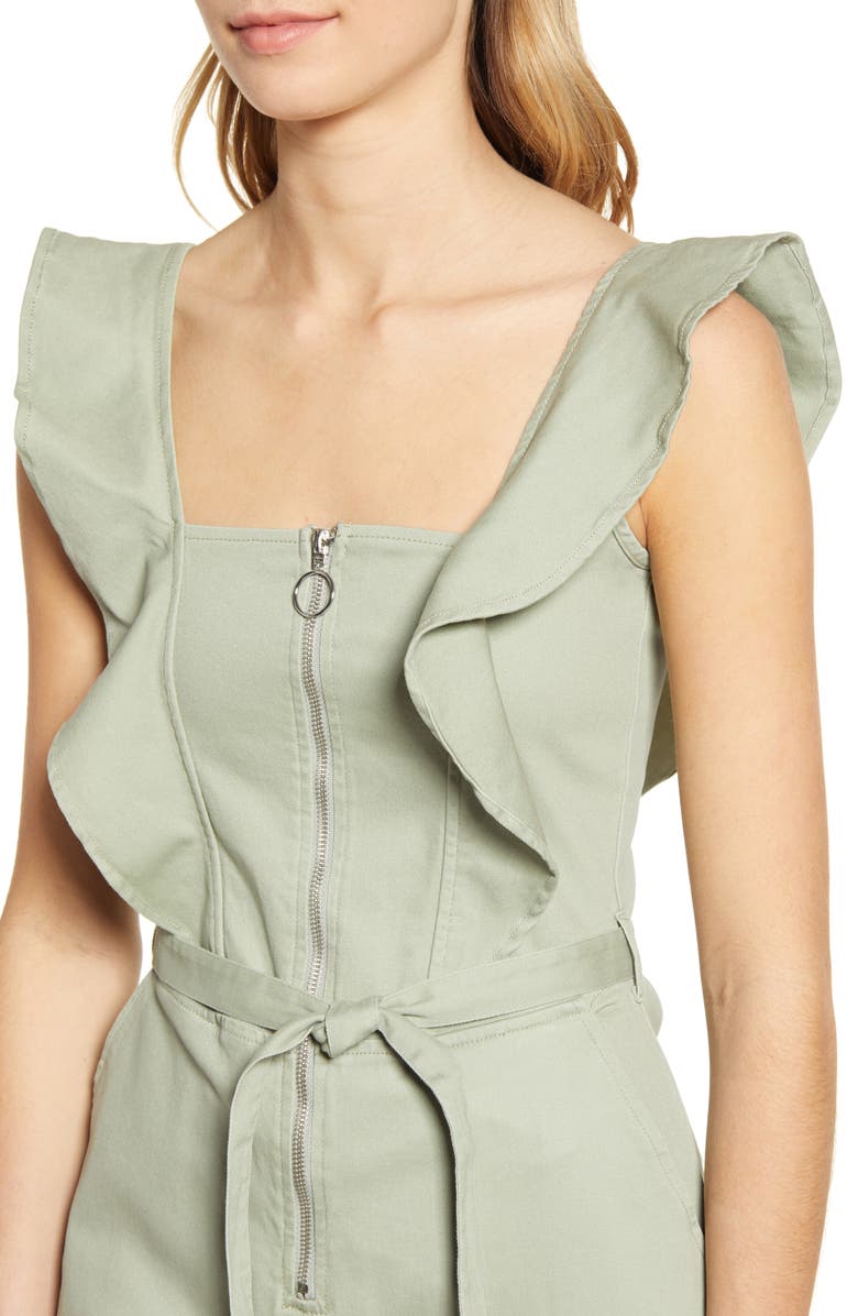 Tinsel Ruffle Strap Belted Jumpsuit, Alternate, color, 