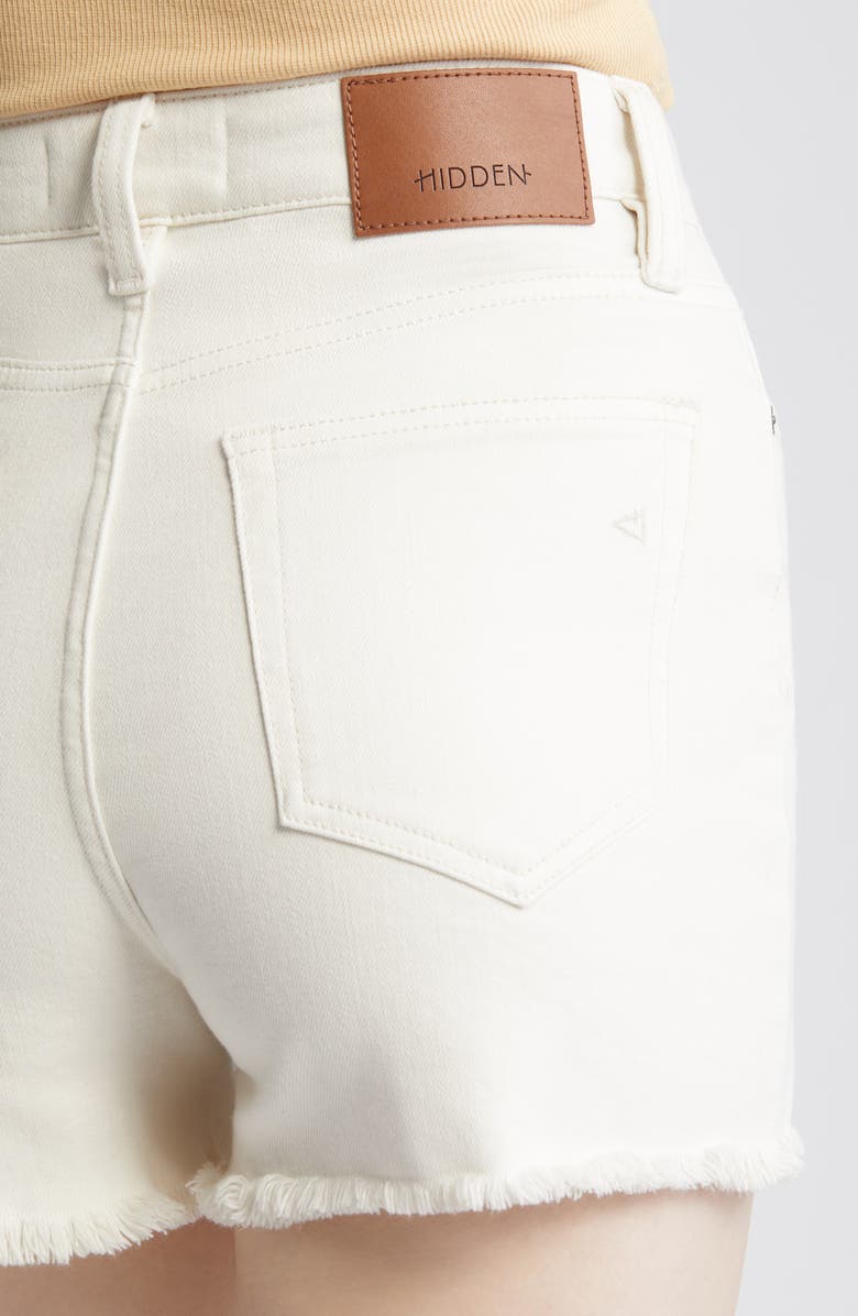 HIDDEN JEANS Fray Hem Cutoff Denim Mom Shorts, Alternate, color, Sea Salt