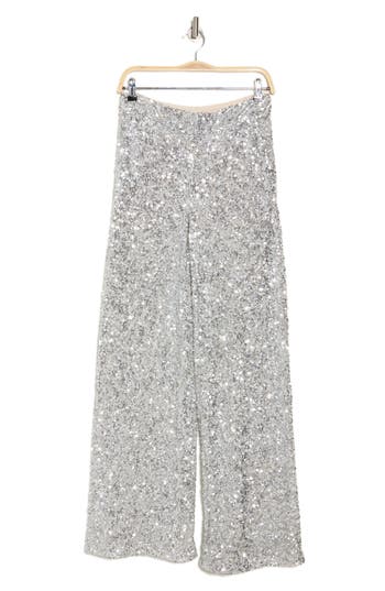 ALICE AND OLIVIA ALICE + OLIVIA MAME SEQUIN WIDE LEG PANTS 