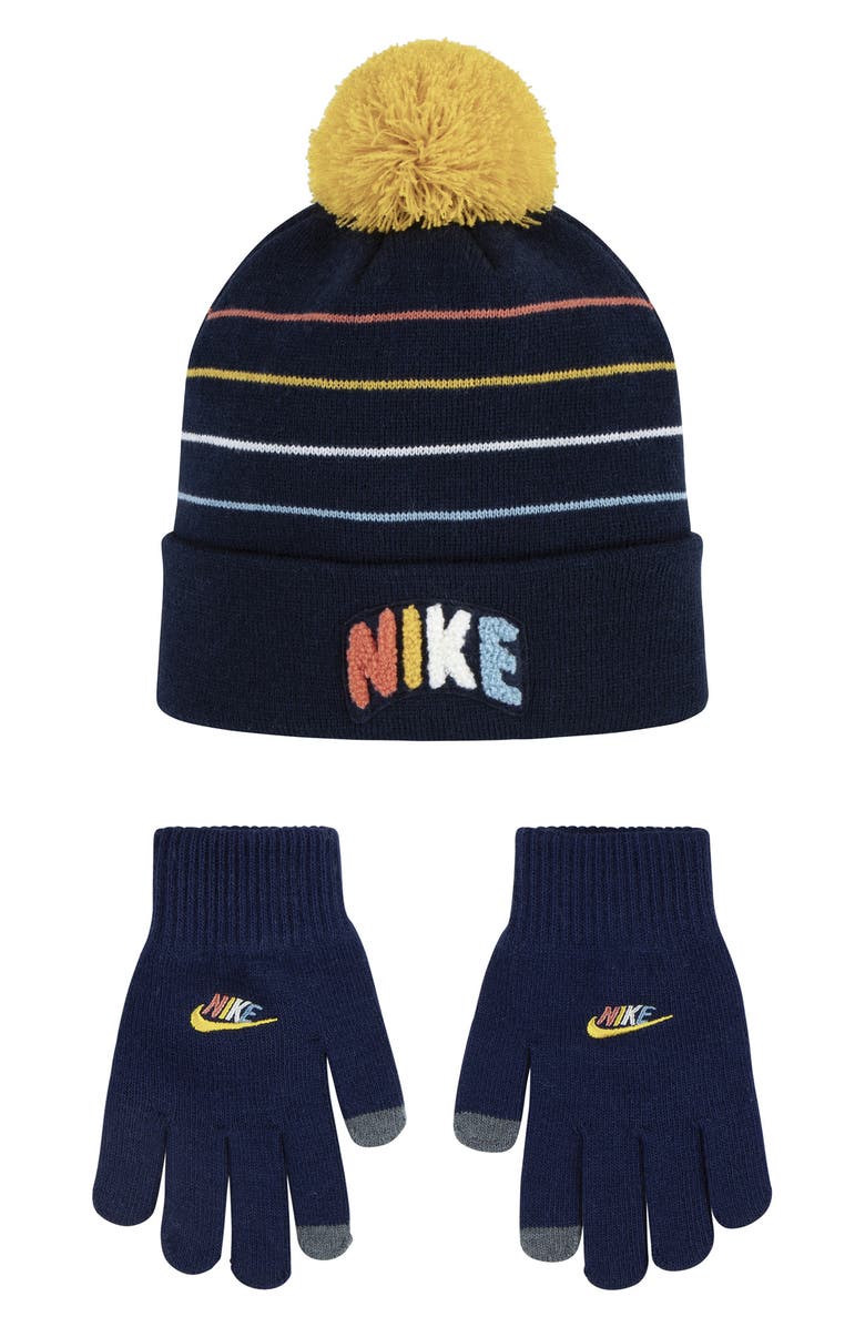 Nike Power Play Pompom Beanie, Main, color, Midnight Navy