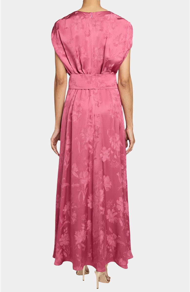 Santorelli Fallon Midi Dress with Hi-Lo Skirt in Tonal Floral Jacquard, Alternate, color, Crushed Berry