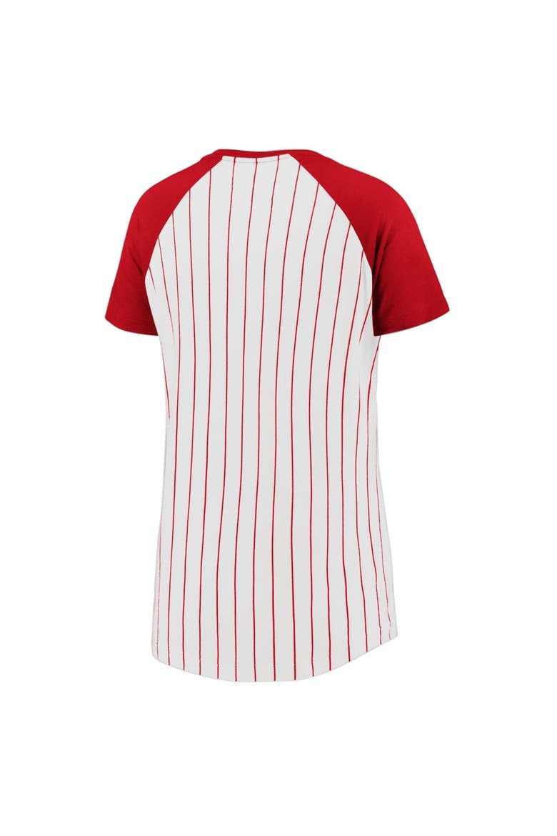 Women's Fanatics White St. Louis Cardinals Cooperstown Collection Iconic Pinstripe Raglan Scoop Neck T-Shirt, Alternate, color, White