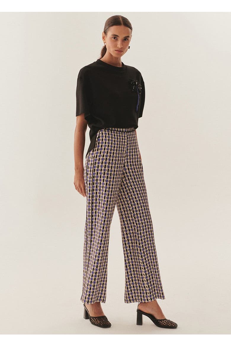 Julianna Chic Fluid Wide Leg Pants, Alternate, color, Blue