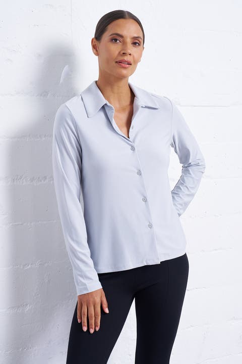 Luxe Stretch Jersey Button-Up