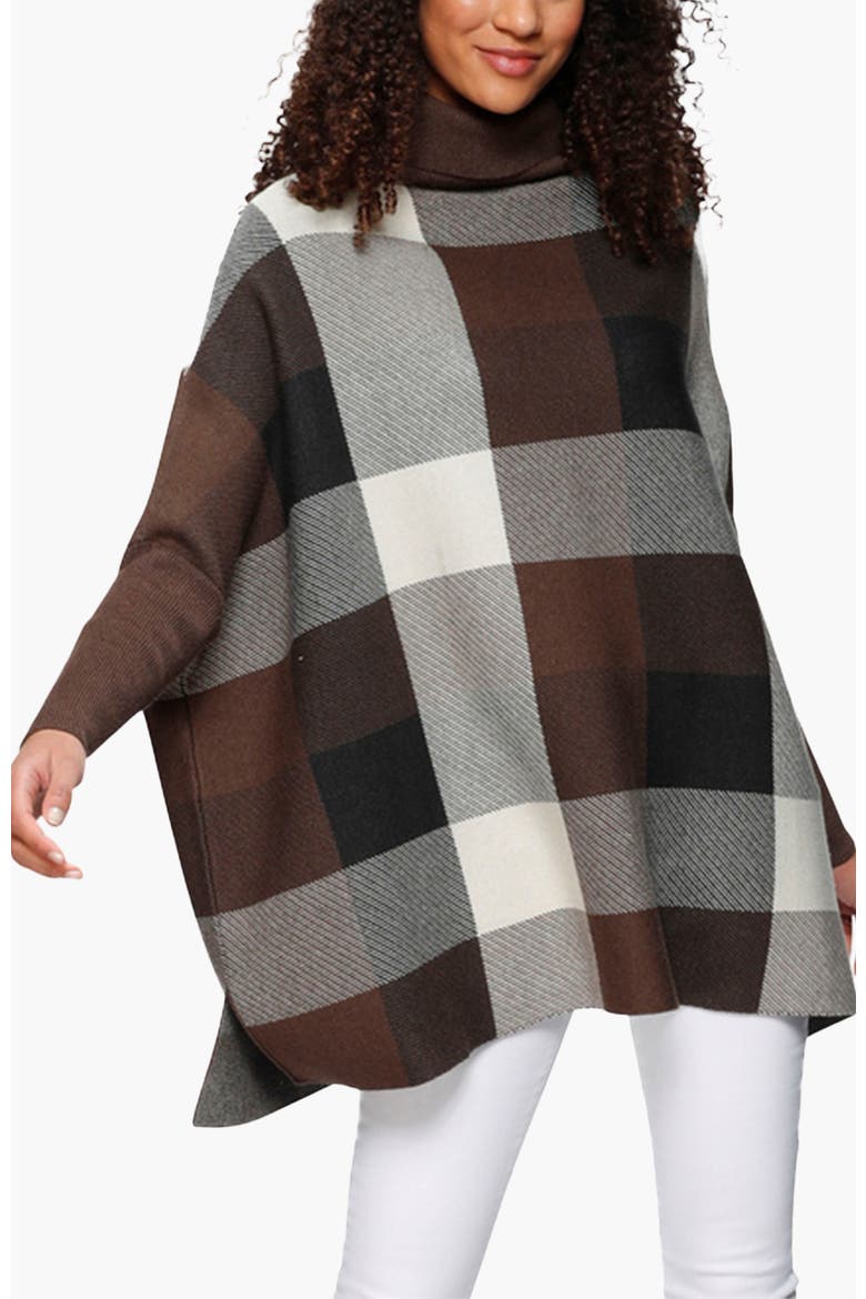 Checked Oversized Sweater, Main, color, Brown Multi