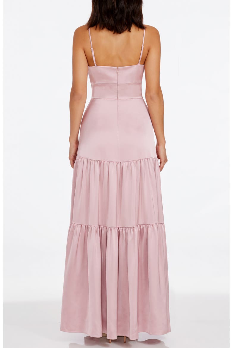 Tess Tiered Satin Gown, Alternate, color, ROSE CANYON