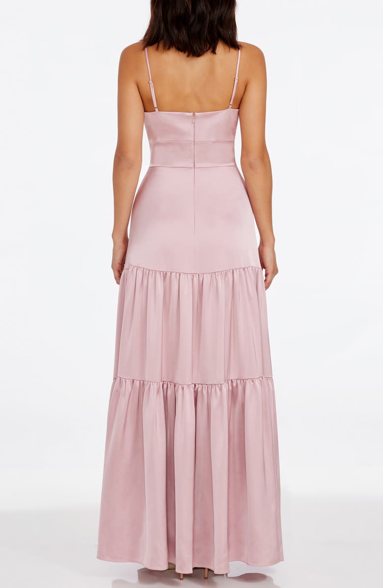 Dress the Population Tess Tiered Satin Gown, Alternate, color, Rose Canyon