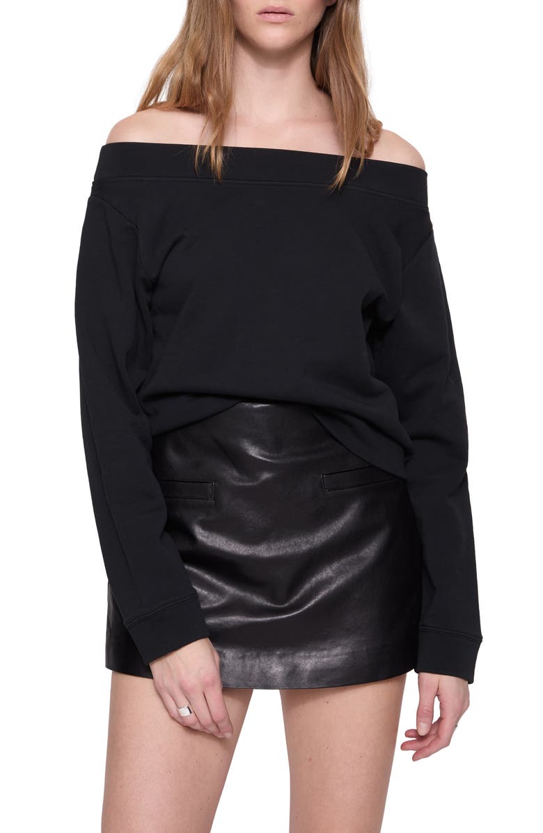 Rebecca Minkoff Kora Off the Shoulder Cotton Sweatshirt, Main, color, 